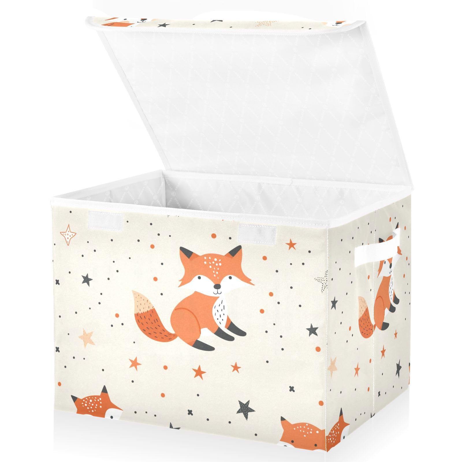 Red Fox and Stars-133 Storage Box, Fabric Storage Bin with Lid & Handles,  Foldable Storage Basket, Decorative Closet Organizer Container for Home,  Office, Closet : Amazon.ca: Home