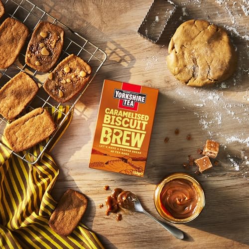 Image of Yorkshire Tea Caramelised Biscuit Brew, Pillow Tea Bags, 40 Count (Pack of 4), Caffeinated, Enjoy Hot or Iced, 40 Teabags