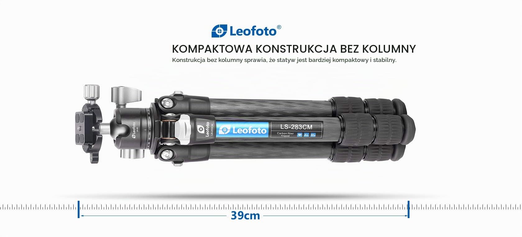 Leofoto Ranger - Statyw węglowy z głowicą kulową - lekki - nogi regulowane pod 3 kątami - idealny do fotografii makro - LS-283CM+LH-30
