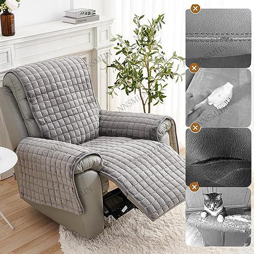 NNSMUN Sofa Armlehnenbezüge, Sesselschoner Sesselauflage, Fernsehsessel Schutzbezug Anti-Rutsch, Relaxsessel Bezüg Sesselüberzug für Zuhause mit Kindern und Haustieren Hund (Grau,1 Sitz (53 * 190cm))