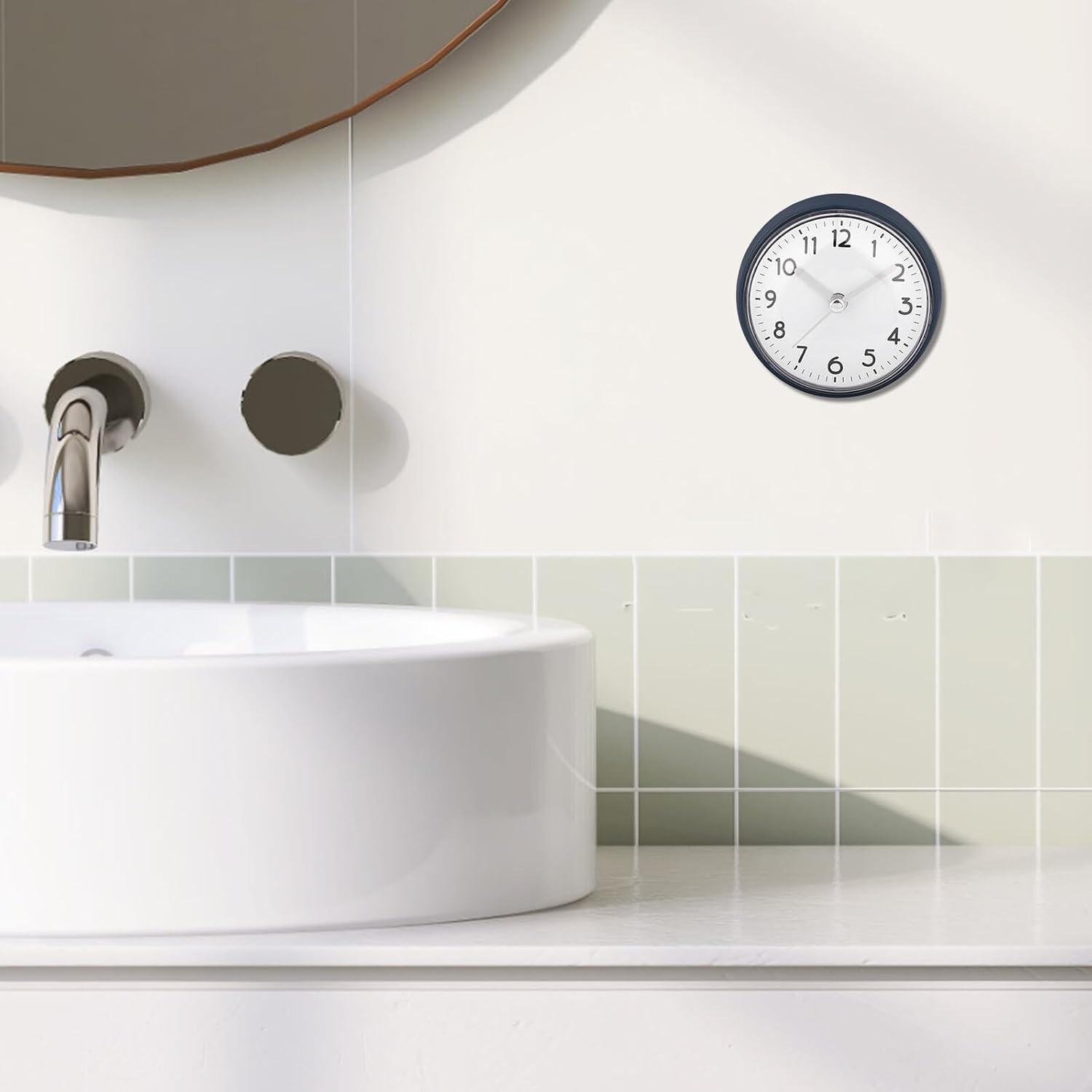 Toyvian Bathroom Clock with Suction Cup Stylish Mini Wall Clock for Kitchen Bedroom Office and Shower Easy to Install Fog-Resistant Light and Fresh Decorative Timer