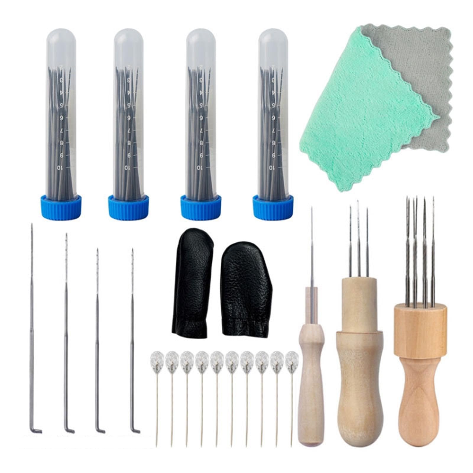 Hsioluted Felting Needle Kits, Wool Felt Needle Tools with Wooden Handle for Wool Craft Animal Toy, Felting Starter Kits Starter for Adults Beginners