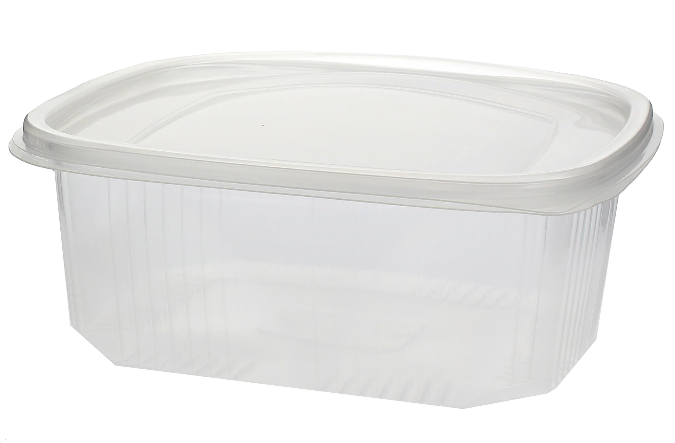 25 Envases reciclables PP Con Tapa Bisagra, 2000ml, Transparente, Envase para alimentos, Recipiente de Plástico, Apto para Microondas, Fácil apertura, Cierre hermético.