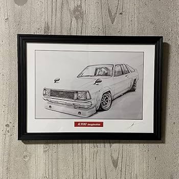Amazon.co.jp: 【鉛筆画】日産 サニー310ワークス角目 A4額縁