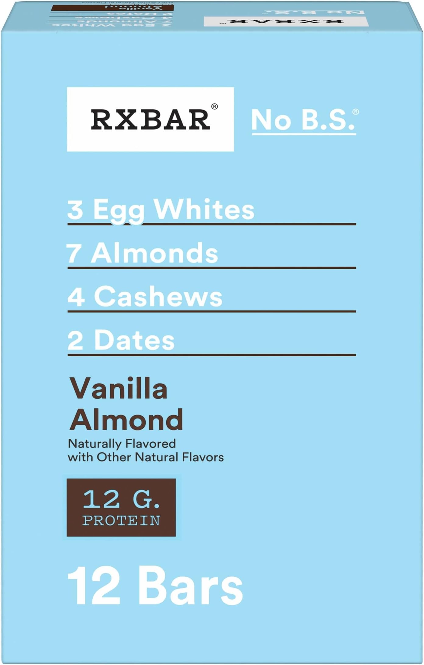 Protein Bars, Protein Snack, Snack Bars, Vanilla Almond, 22oz Box (12 Count)