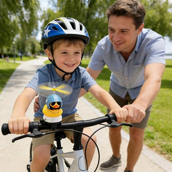 Papera Gommata Blu Stella Campanello Bici con Casco & Elica - Campanello Bici Bambino Divertente, Regalo di Compleanno - 5