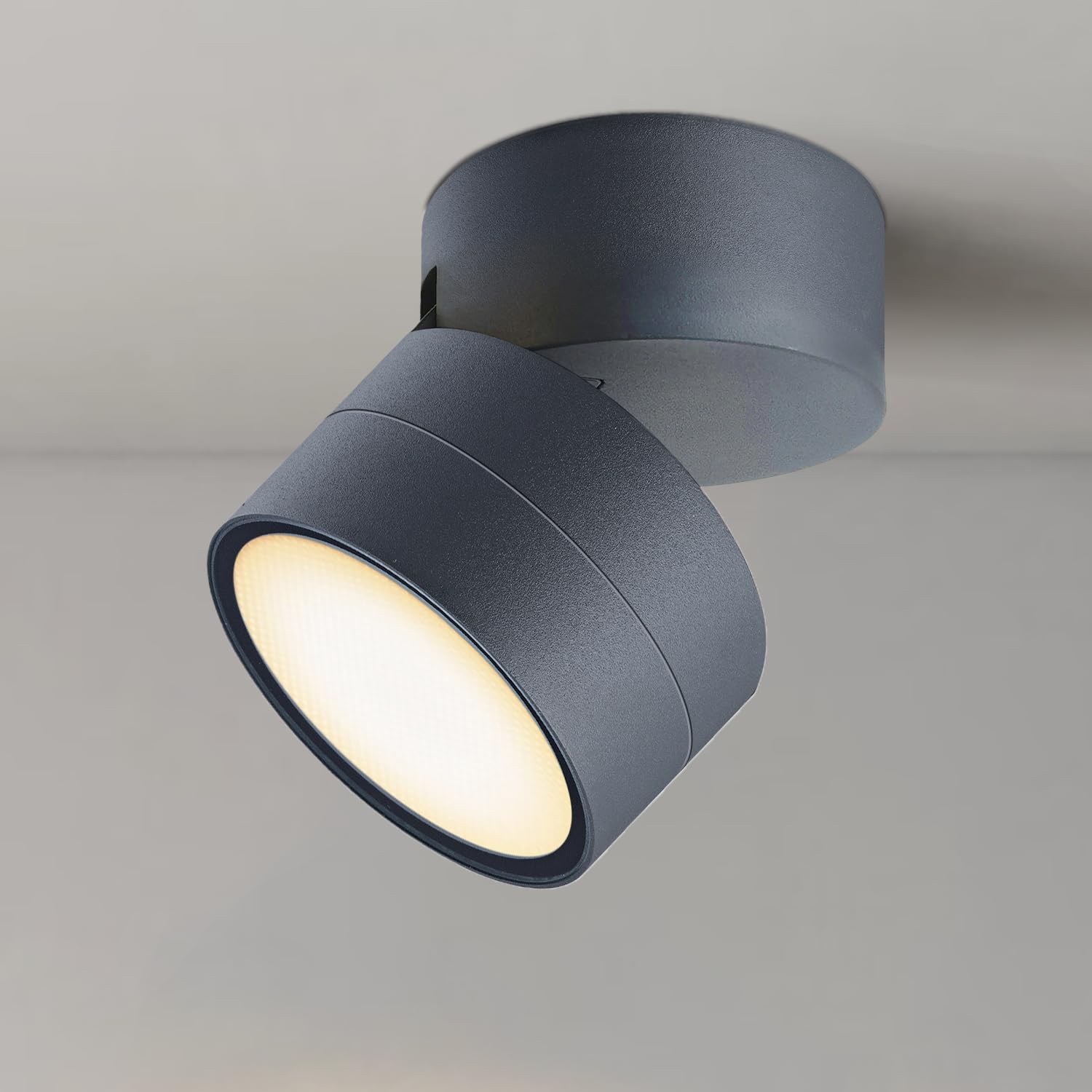 EBION GX53 Ceiling Lights,90° Swivel Ceiling Spotlights,IP54 Waterproof Aluminium Surface-Mounted Downlights for Ceiling,Suitable for Living Room,Bedroom,Bathroom,Hallway,Balcony,Anthracite,1 Pack