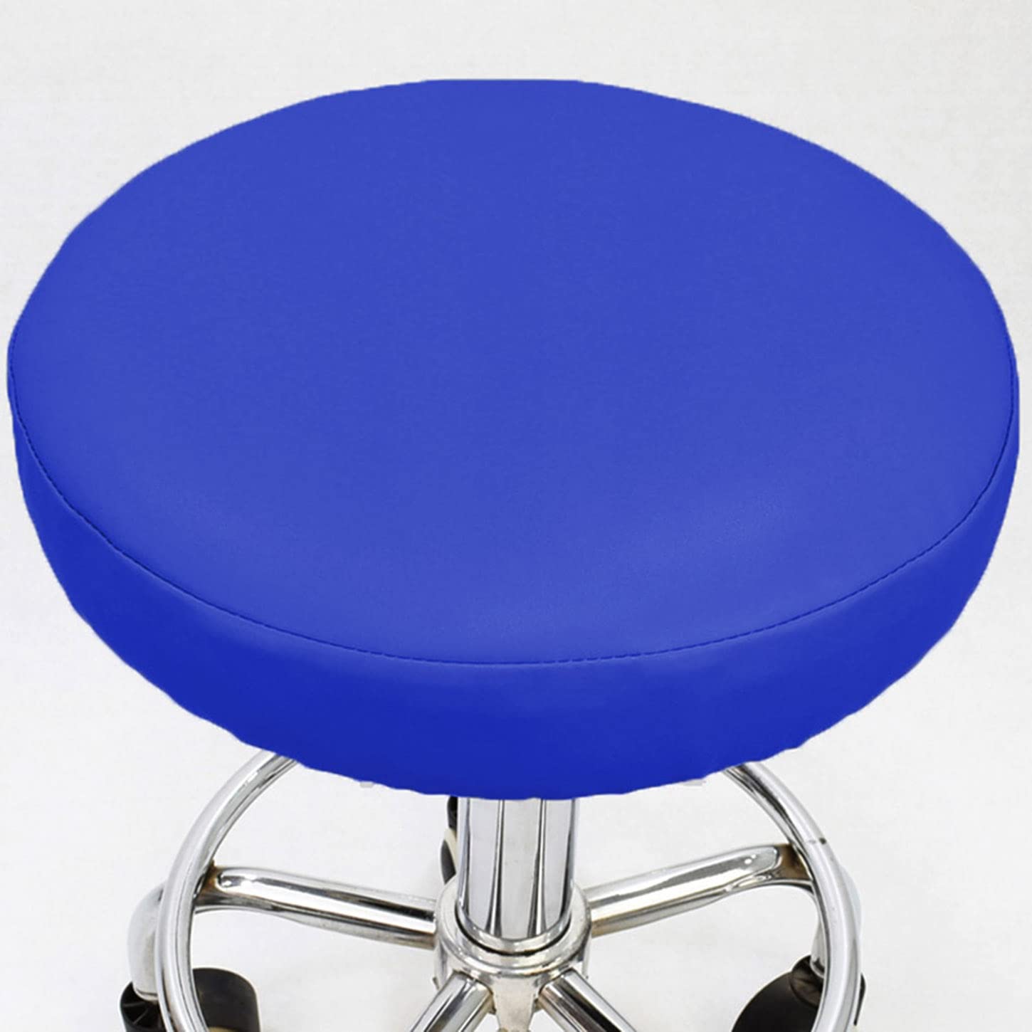 ping bu Set of 2/4 Pack Round Stool Covers,Waterproof PU Leather Stool Chair Cover Chair Protector Slipcover for Home/Kitchen/Bar/Office (2pcs-33CM,Blue)