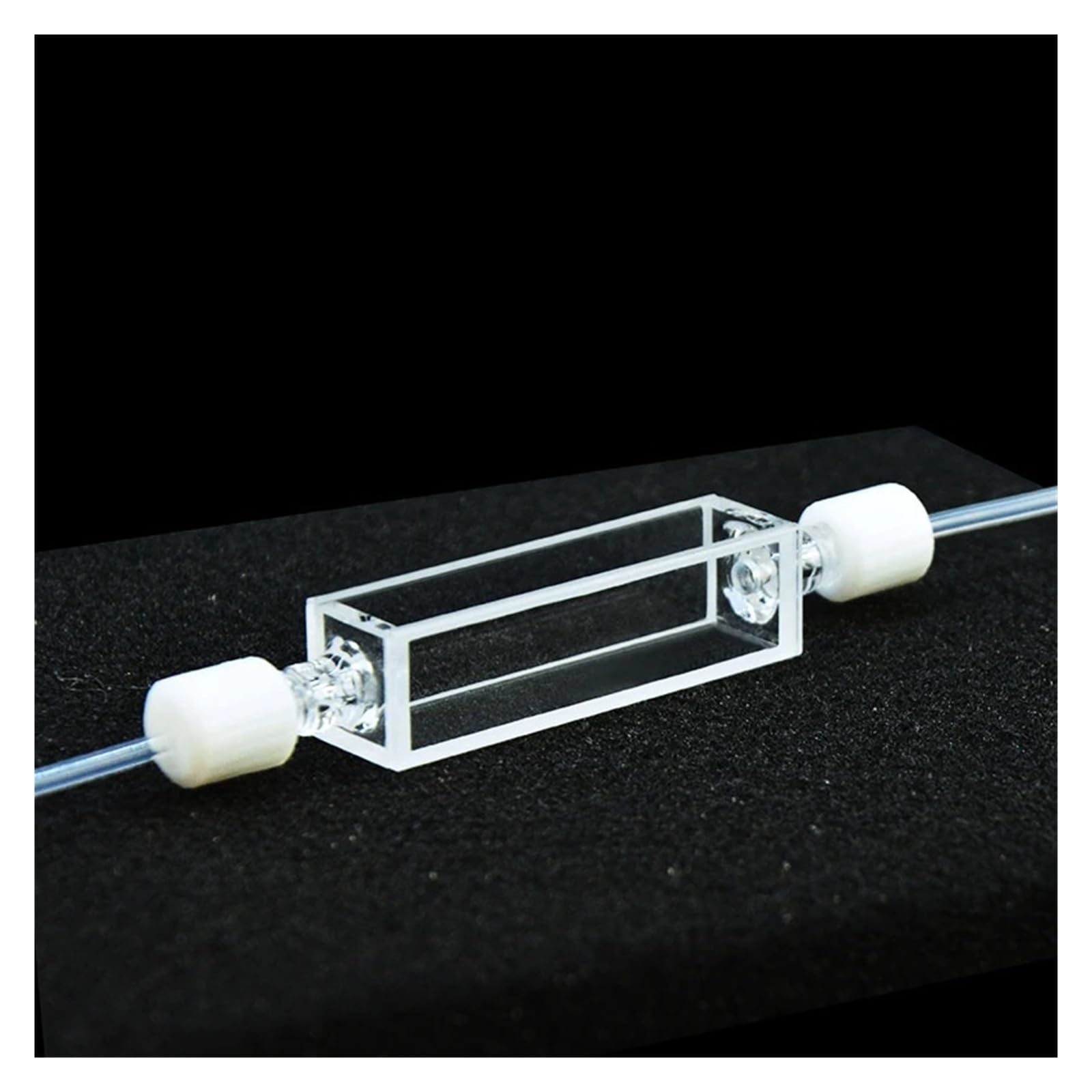 1 Stück 10 mm Durchfluss-Quarzküvettenzellen, Volumen 4 ml, zusammengeschmolzener Prozess, vierseitig transparent, PTFE-Verbindung ist abnehmbar