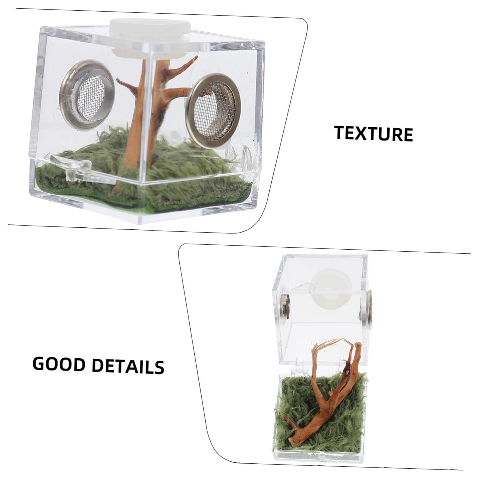 Acrílico Jumping Spider Enclosure 4.5x4.3x4.1 Polegada Pequeno Réptil Terrário H
