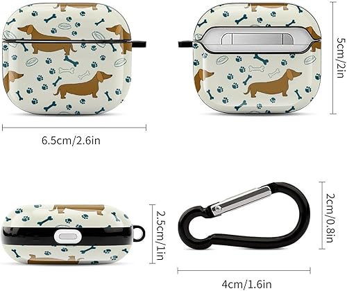 Miniatura 2 de Perro salchicha con huesos compatible con AirPods de tercera generación, funda protectora de auriculares de carga dura con llavero