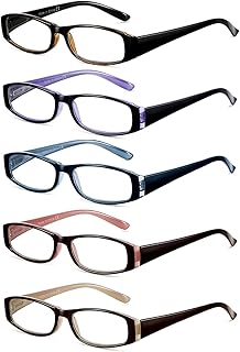 SOCTICK Reading Glasses Blue Light Blocking, 5-Pack Elegant Computer Readers for Women with Comfort Spring Hinges, Anti UV/Glare Ladies Eyeglasses 1.75