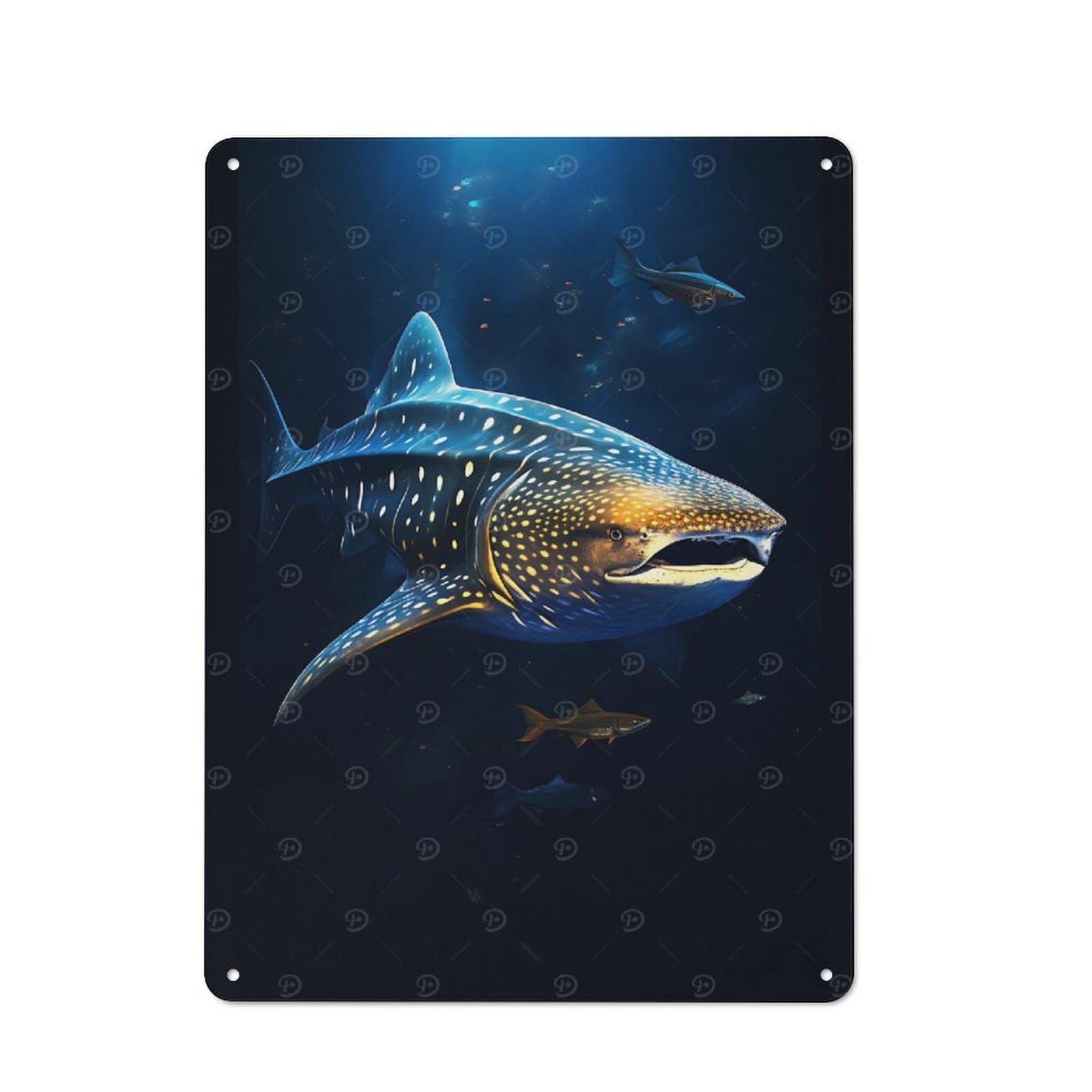 Metal Gift Sign with Whale Shark Underwater(2) Design 40x30cm, Character Room Wall Plaque for Flat, Dorm Room, Lounge Or Cafe