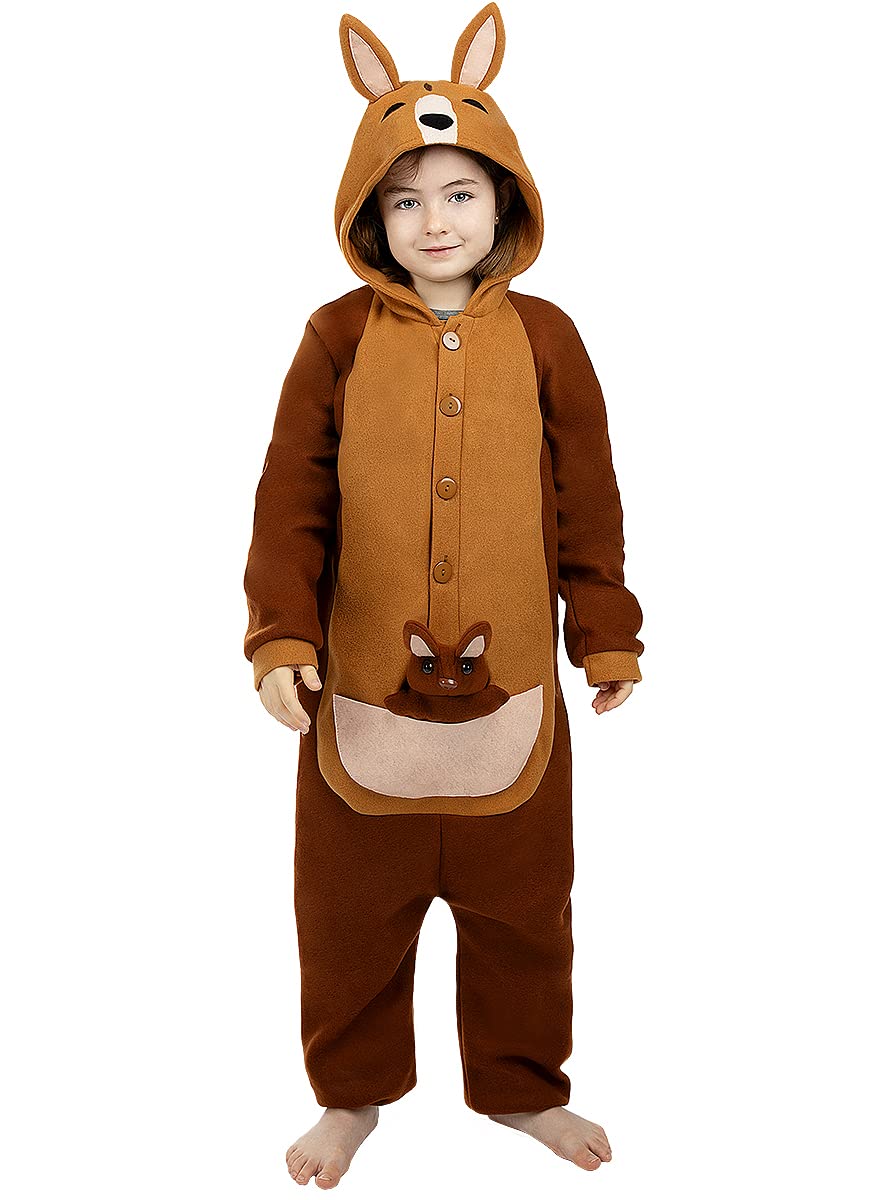 Funidelia | Disfraz de canguro onesie para niño y niña Animales - Disfraz para niños y divertidos accesorios para Fiestas, Carnaval y Halloween - Marrón