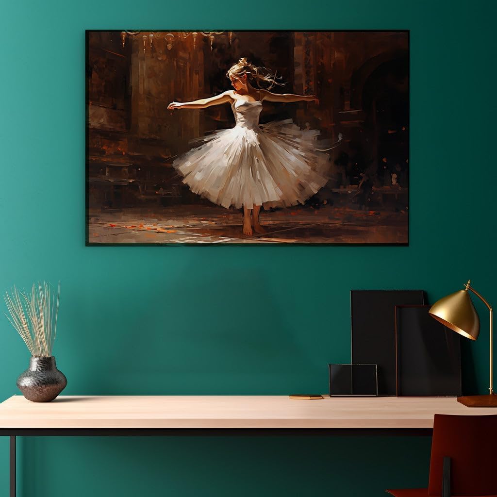 Canvas for Living room. Elegance in Motion The Ballerina's Dance Captures the Heart of Art, 27 x 18 inch Canvas Wall Art - Contemporary Masterpieces - Modern Home Decor - 69x46 cm (27x18 inch)