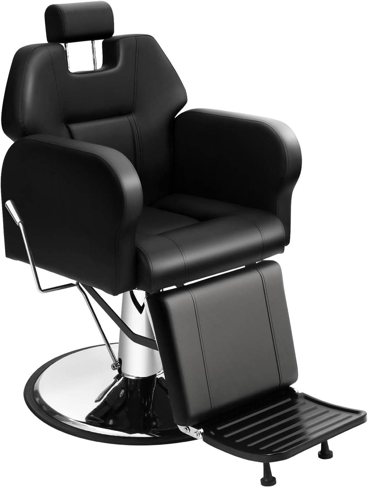 Professional Barber Chair for Barbershop, Reclining Salon Hairdresser Chair for Hair Stylist for Home, Heavy Duty Hydraulic 360 ยฐ Swivel Beauty Salon Styling Tattoo Shampoo Equipment, Black