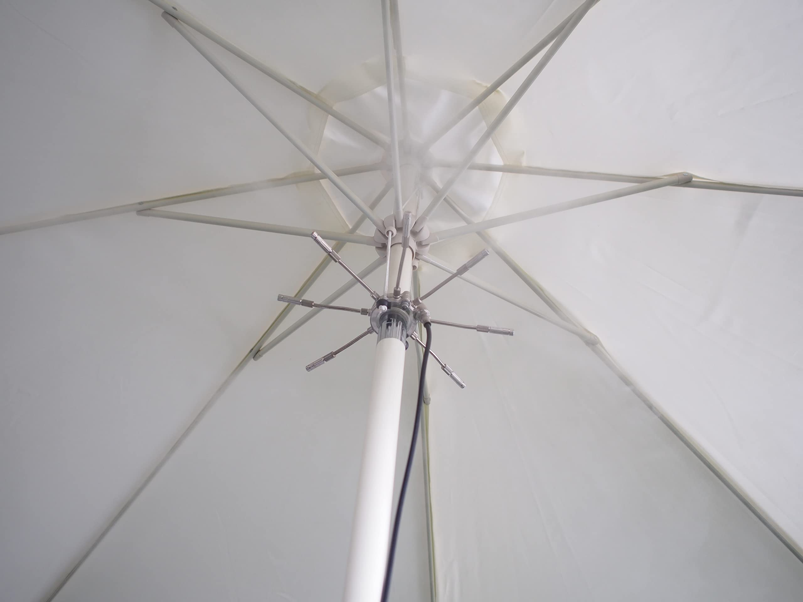 O'FRESH Kit Brumisateur terrasse Haute Pression pour Parasol avec Pied Central - s'adapte sur Les brumisateurs Haute Pression 8 Buses Anti-Gouttes - Repousse Les moustiques et Insectes