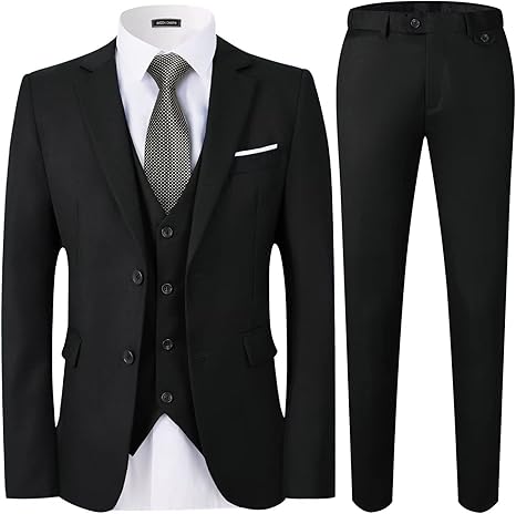 WEEN CHARM Men's Suits Slim Fit,3 Piece Suit for Men,2 Button Blazer Jacket Vest Pants with Tie,Men Tuxedo Suit Set