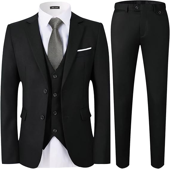 WEEN CHARM Men's Suits Slim Fit,3 Piece Suit for Men,2 Button Blazer Jacket Vest Pants with Tie,Men Tuxedo Suit Set