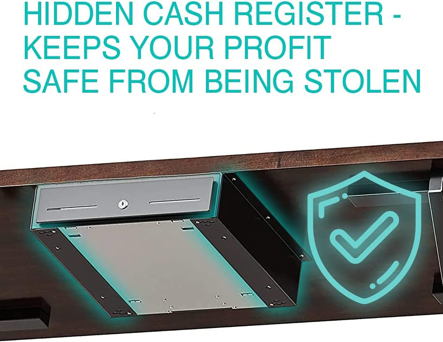 TidyFriend Cash Drawer Under Counter Mount Brackets 2.6 x 16.3 x 4.1 inches, Compatible with 16 to 17 Inch Under Counter Cash Drawer, Easy Installation with Heavy Duty Steel Register Support Frame