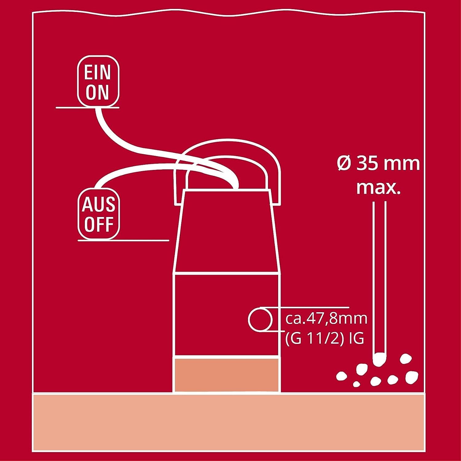Einhell Bomba de aguas sucias GC-DP 7035 LL (700 W, aspirando en plano hasta 1 mm, caudal 16.000 l/h, 0,8 bares, profundidad de inmersión 7 m, ajustable para aguas sucias y claras)