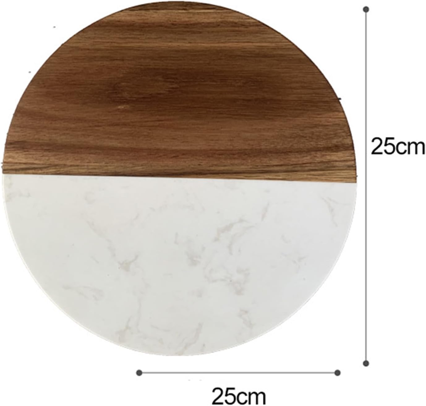 Wooden Chopping Board, 9.8" Marble Cheese Board and Acacia Wood Serving,Stone,Handcrafted Round Tray