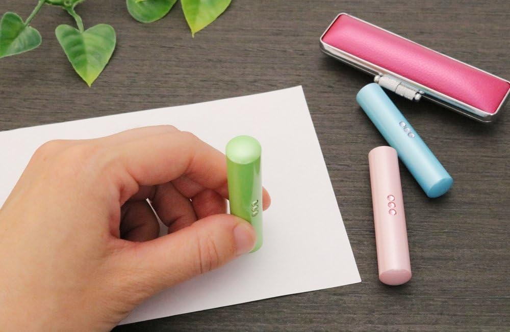 Hatamasa Hanko Ready-made Approved Seal Swarovski Twill Green Round 12 mm Gutter