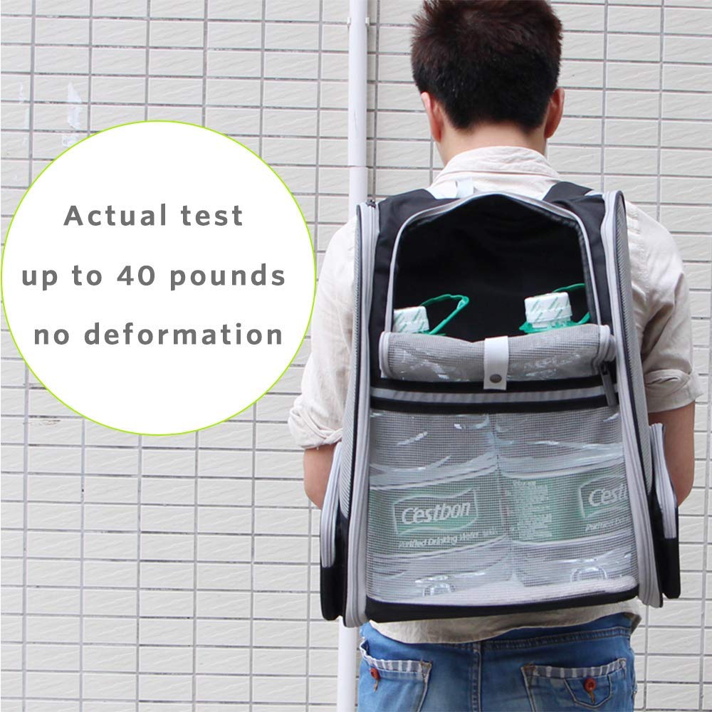 Haustiere Rucksack Transporttasche für Hunde Katzen 7.5kg, Große Tragbare Katzenrucksack Hunderucksack Transparent Top Opening Reisen Airline Genehmigt, Mesh Haustiertragetasche Atmungsaktiv