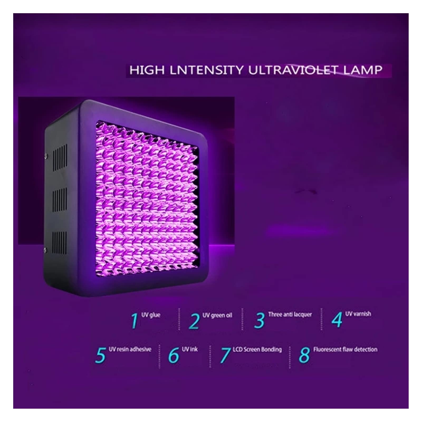 Lampada LED UV, 3000W Led UV GEL Lampada di polimerizzazione Ad alta potenza Ultraviolet Black Light Oil Macchina da stampa Vetro Inchiostro Vernice Serigrafia 395nm 405nm(365nm)