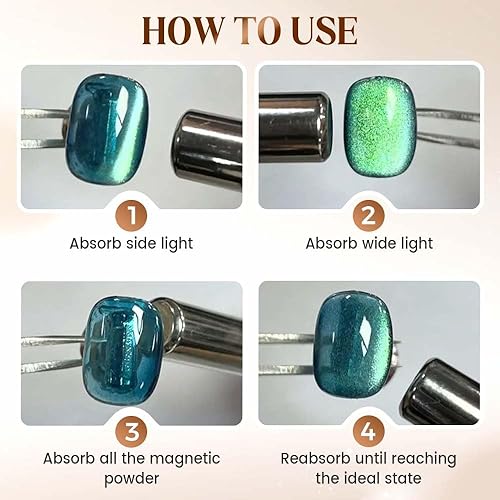 Miniatura 5 de Imán de ojo de gato para uñas, bolígrafo magnético de doble cabeza con cuentas para esmalte de gel magnético, perfecto para uso doméstico y salón de