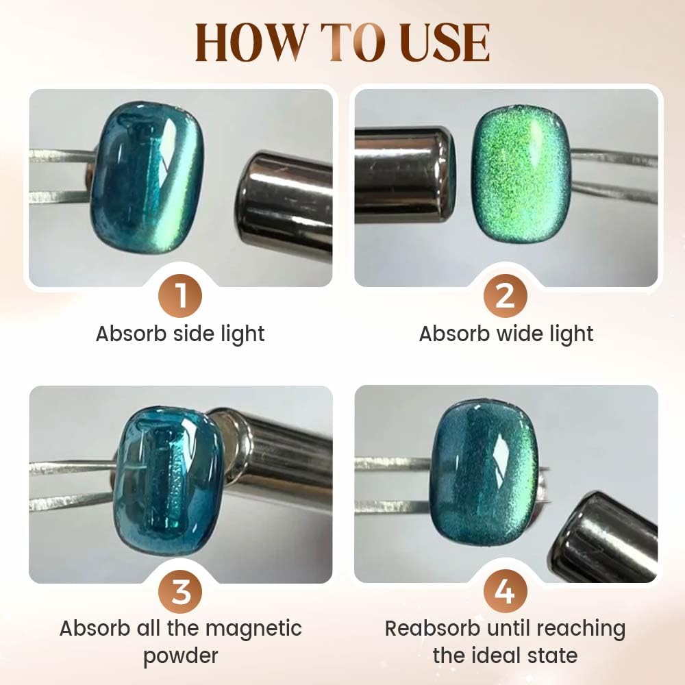 Magnete per unghie a forma di occhio di gatto, bacchetta magnetica a doppia testa con perline magnetiche rotonde per smalto per unghie, penna magnetica per smalto gel occhio di gatto