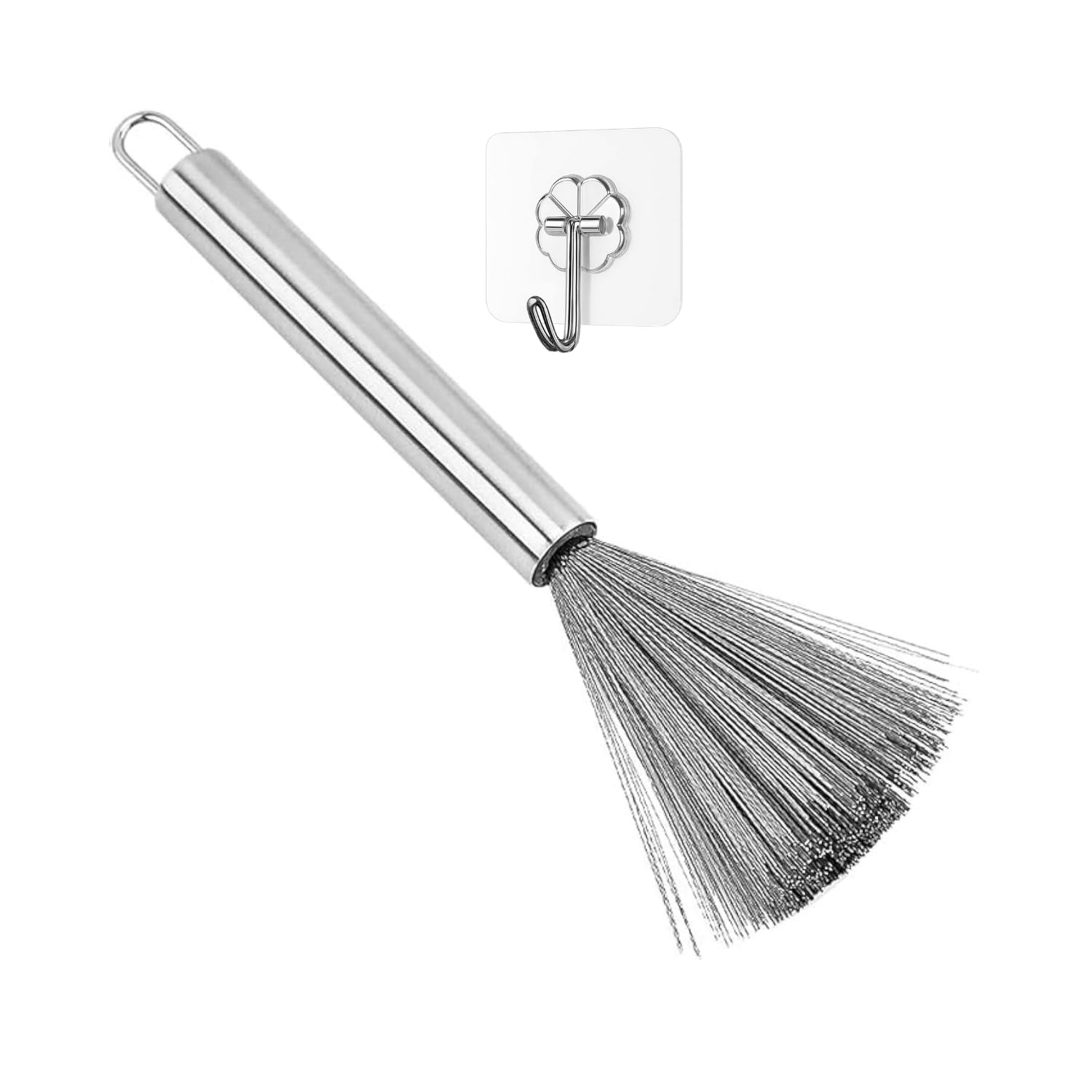 1 Stainless Steel Kitchen Cleaning Brush with Hook | Wire Dish Wash Brush with Handle | Pan Cleaning Brush for Dishes,Sink,Tawa,Pots,Pans,Wok&Steel Cookware | Durable Steel Scrubber Brush for Kitchen-image-38
