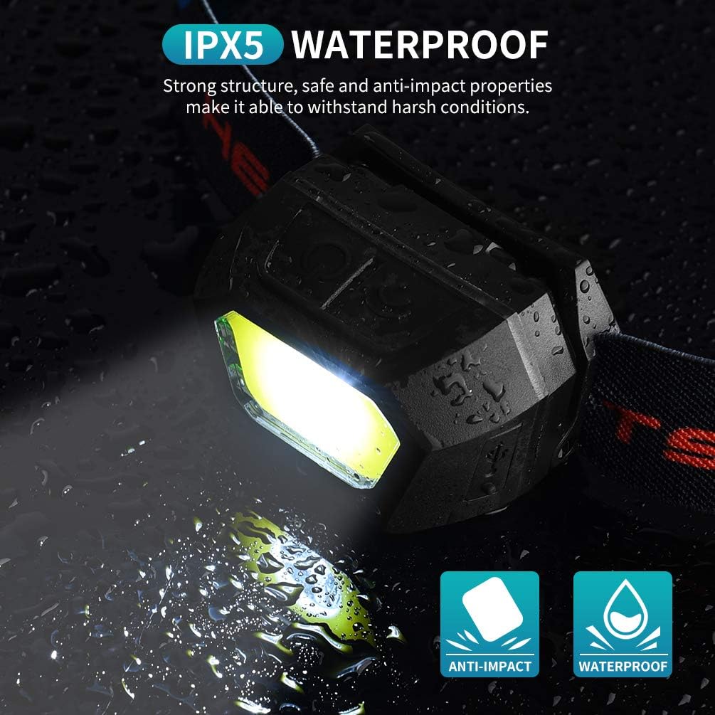 LED Headlamp Flashlight Rechargeable Light - 2 Pack Super Bright 1000 Lumen Motion Sensor Head Lamp IPX5 Waterproof 5 Modes Headlight Forehead Lights for Outdoor Camping Running Hunting Tent
