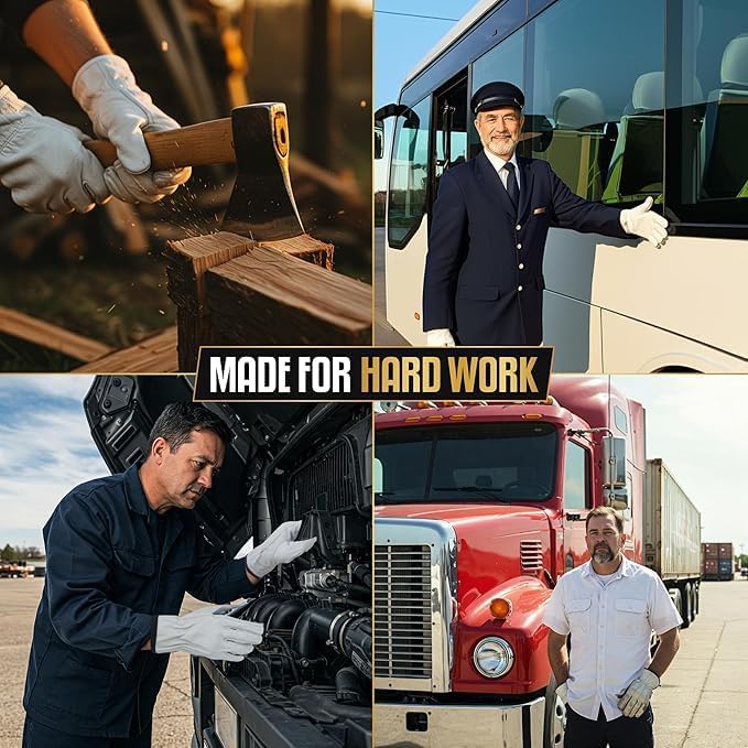 12 Pairs Heavy Duty Durable Leather Work Gloves for Truck Driving, Warehouse, Gardening, Construction, Hand Protection - Image 2