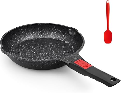 Sartén antiadherente de 9.5 pulgadas, sartén con mango desmontable, sartén antiadherente compatible con todas las estufas, apta para horno (negro)