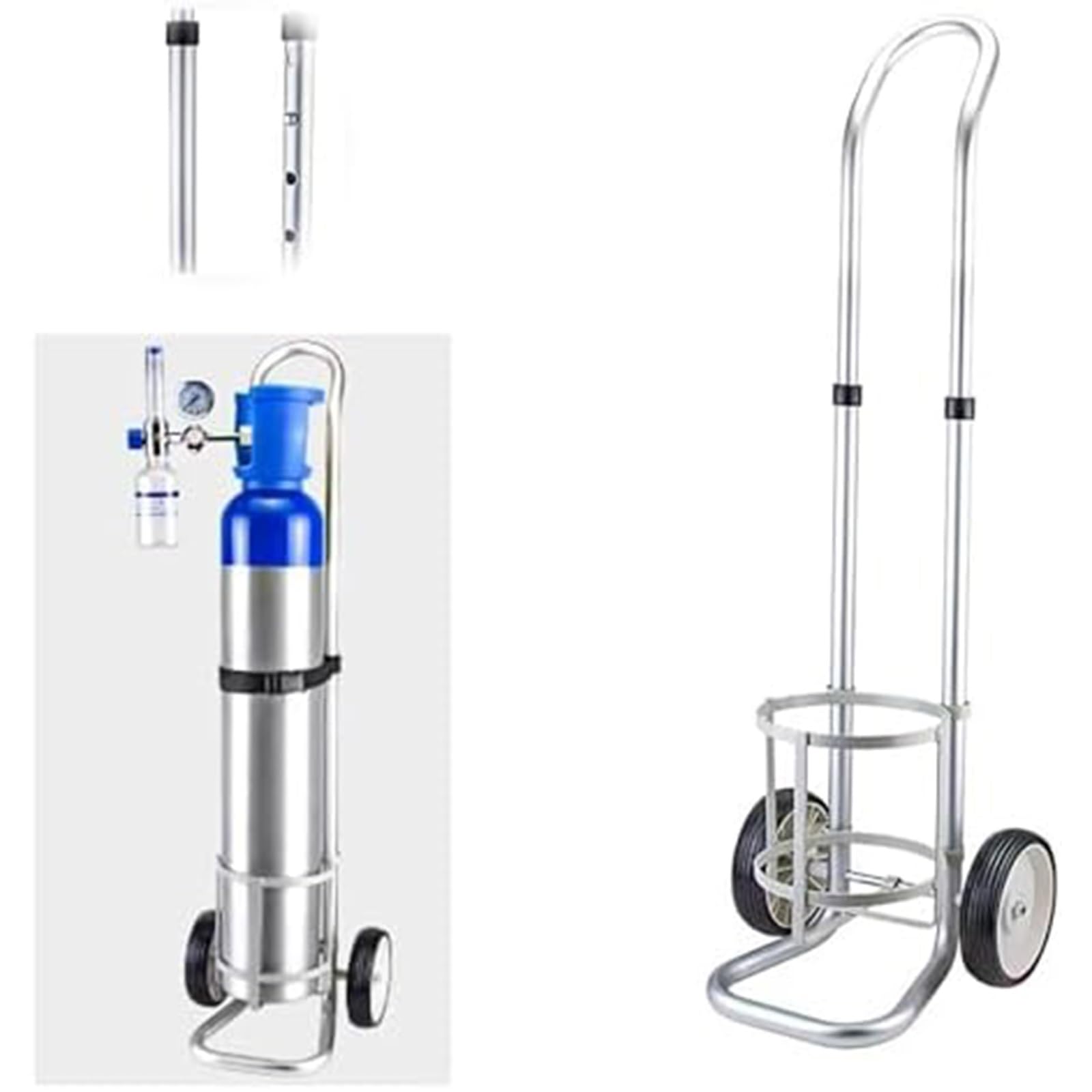 GTHTUHFD Oxygen Tank Cart On Wheels For Medical Transport, Portable Steel Cylinder Rack For Rvs And S,Silver-15.8cm/6.2in