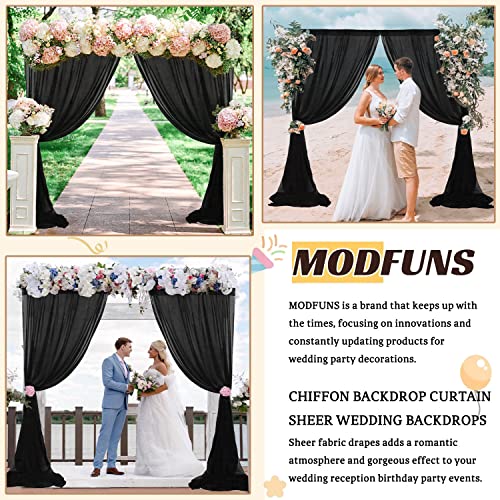 Modfuns Chiffon Black Curtains 10Ft Sheer Backdrop Curtains 2 Panels 29X120 Inches Chiffon Fabric Drapes Ceiling Curtains Arch Wedding Drapes Voile Window Curtain For Ceremony Stage Arbor Ceiling #TOP5