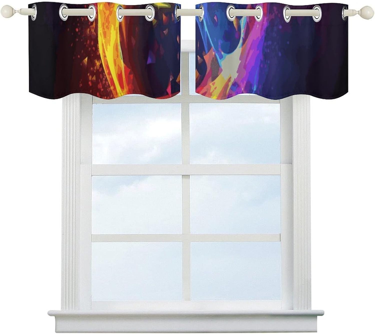 Rainbow Heart Valances for Window 2 Panels. Light Filtering Curtains Farmhouse Short Small Valance.Modern Curtains for Windows Living Room Kitchen Over Sink.