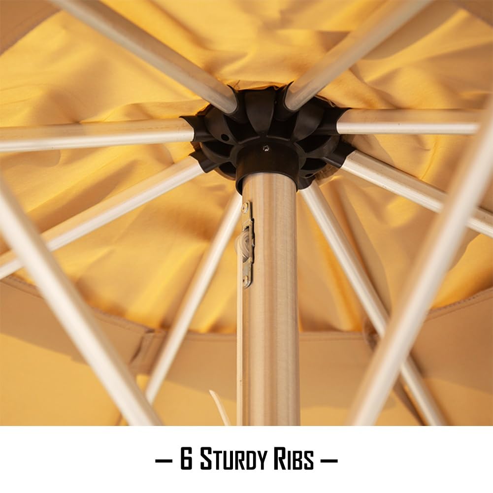 Khaki Parasol Ogrodowy Na Taras, Basen, Targ, 9 Stóp, Duży Parasol Ogrodowy Z Korbką, 8 Solidnych Żeber,Khaki-9ft/270cm