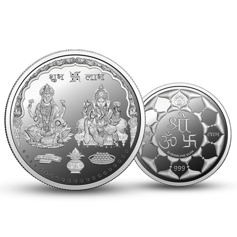 BIS Hallmarked Lakshmi Ganesh Ji - 999 Pure Silver - Round Shape Coin (2g, 5g, 10g, 20g, 50g): Diwali Gift - Hindu Gods of Wealth & Prosperity - Festival Celebration - Blessings - Fortune