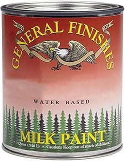 General Finishes Snow White Milk Paint, Pint – Interior/Exterior Acrylic Paint for Furniture, Cabinets & Crafts – Durable, No Sanding, Satin Finish – All-in-One Furniture & Cabinet Paint