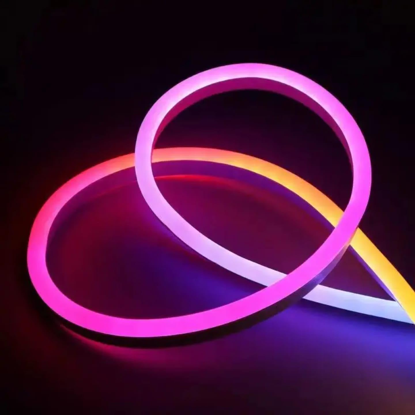 LED Neon RGB Lichtstreifen 5 m, App-Steuerung & Fernbedienung, Musikmodus, RGB-IC, IP65, flexibler mehrfarbiger LED Strip für Schlafzimmer, TV-Wand und Gaming Zimmer