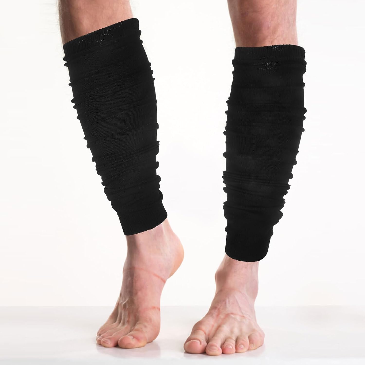 Men’s Dark Compression Socks Elastic Sports Leg Support Sleeves 2pcs Set for Running and Football Adult Medium