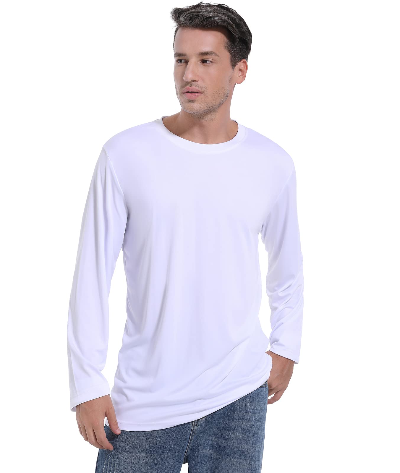 Dri-Tek Big & Tall Long Sleeve Moisture Wicking Athletic T-Shirt - white - XXXL Tall