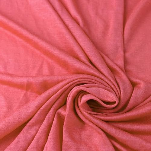 Texco Inc Tejido de punto de jersey ligero 100% rayón de color sólido de 2 vías para decoración de ropa de bricolaje, coral 2 yardas