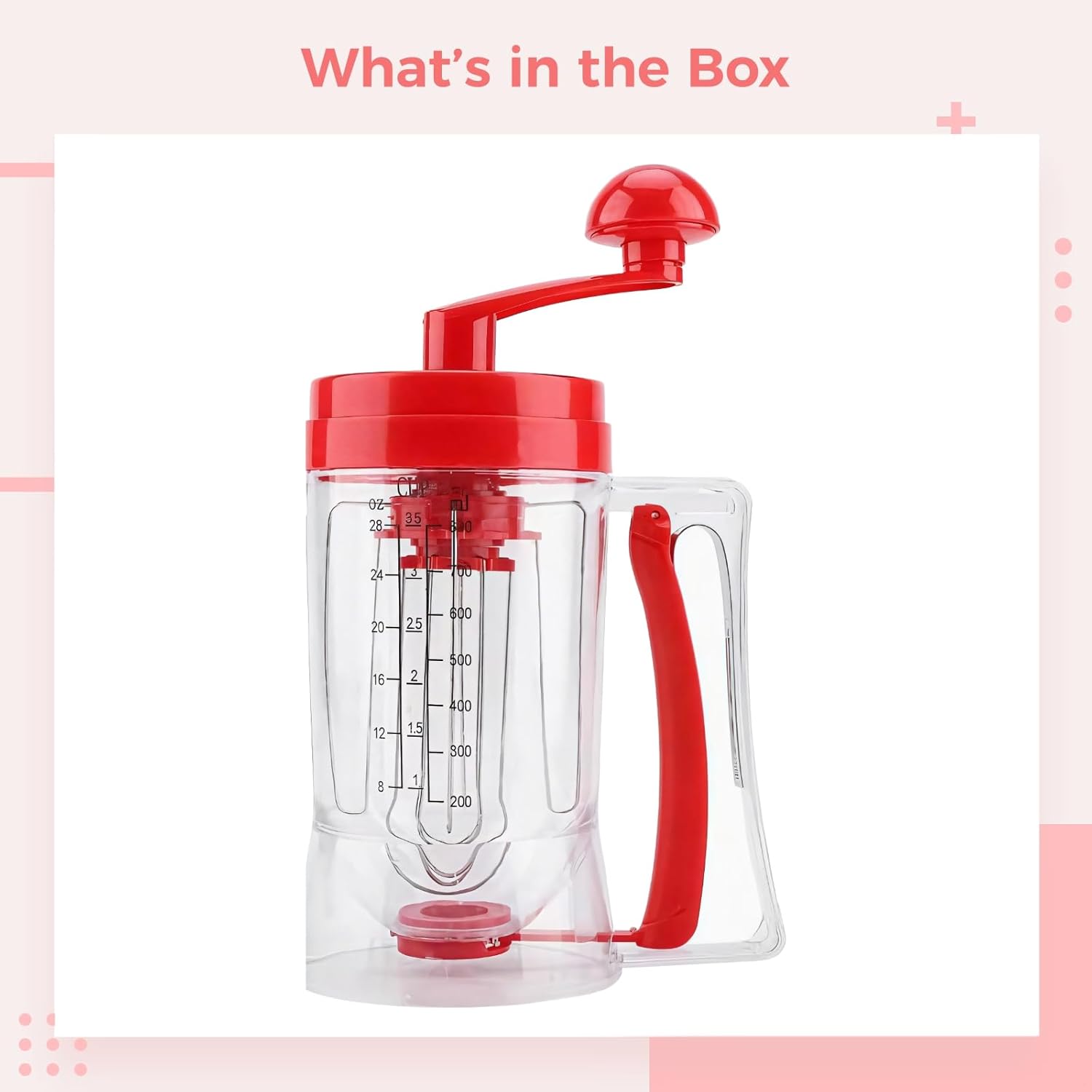Pancake & Cupcake Batter Dispenser With Scale, Transparent Abs 11.4 X 4.3 Inch Single-Hand Operated Tool, Central Spout Design For Precision Pouring