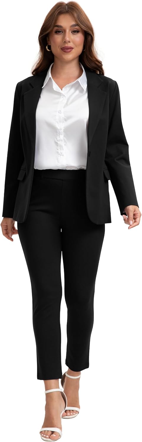 Women's Suit 2 Piece Set Slim Fit Professional Outfits Suits Long Sleeve Blazer Pants Suit Business Work Office