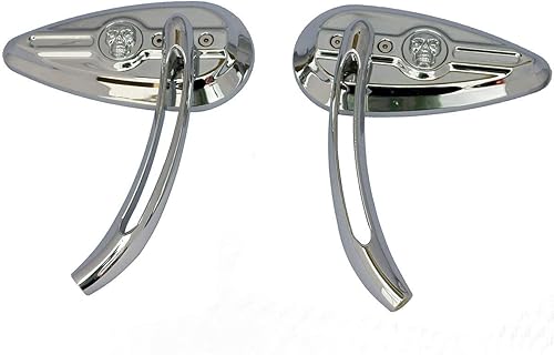 1Pair CNC Chrome 3D Skull TearDrop Motorcycle Mirrors Compatible for 2017 Kawasaki Z900