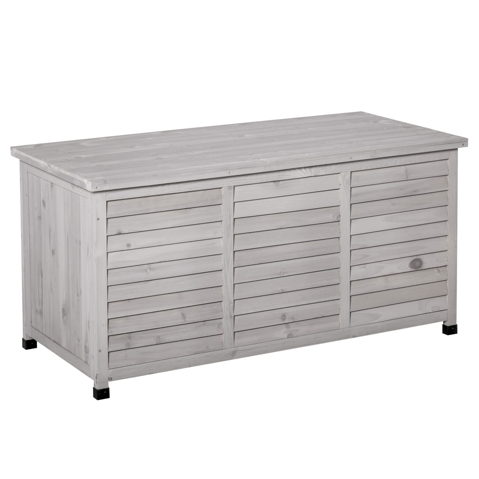 Outsunny Gartenbox Wetterbeständig Gartentruhe 127 x 56 x 60 cm Grau