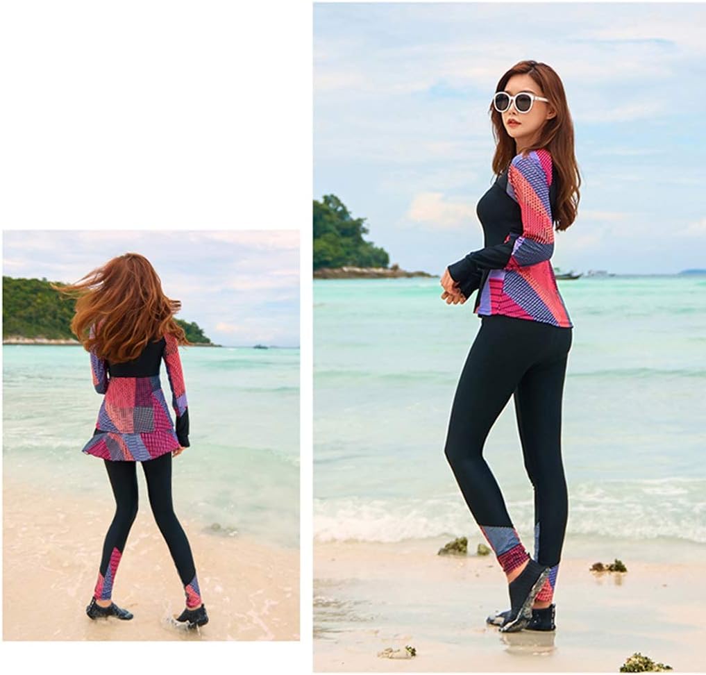 Womens surf Suit Ladies' Wetsuit for Water Activities,Ladies' Quick-Drying Printed Sunscreen Wetsuit, Slimming 5-Piece Wetsuit, Adult Water Sports Swimsuit